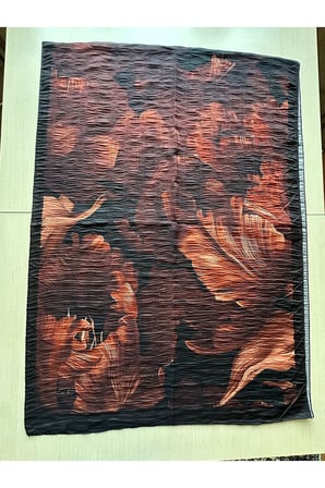 Müslüm, Floral Yaprak Desenli Bürümcük Şal – Zarif, Kaymaz, Terletmez ve Rahat Kullanım 75 x 200 cm