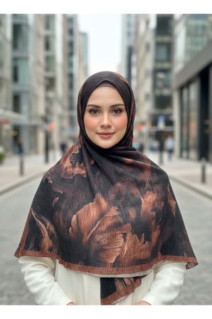 Müslüm, Floral Yaprak Desenli Bürümcük Şal – Zarif, Kaymaz, Terletmez ve Rahat Kullanım 75 x 200 cm
