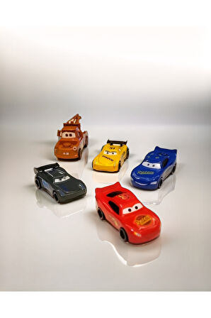 Cars Şimşek Mcqueen Figürlü Karakterli Sürtmeli Araba 5'li Set Eğitici Oyuncaklar