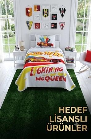 Taç Lisanslı Disney Cars Kachow Tek Kişilik Pike Takımı (120x200 Fitted Çarşaflı)