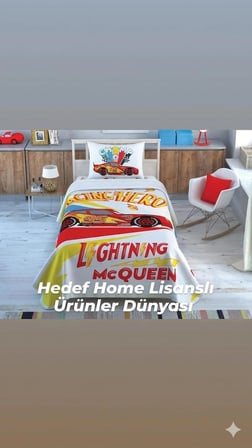 Taç Lisanslı Disney Cars Kachow Tek Kişilik Pike Takımı (120x200 Fitted Çarşaflı)