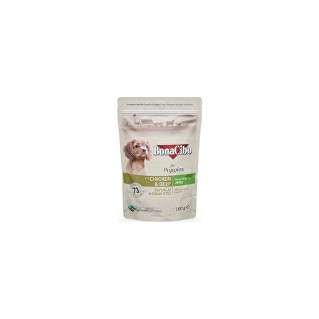 Jöleli Tavuklu-Dana Etli Pouch Yavru Köpek Yaş Maması 100 gr X12 Adet