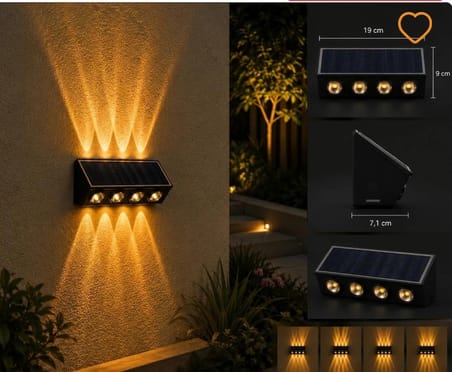 Cata 8010 Güneş Enerjili Bahçe Duvar Lambası Amber Renk 6-10 LED 2 Adet