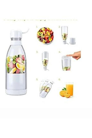 Taşınabilir 380 ML Şarjlı Mini Meyve Karıştırıcı Milkshake Pratik El Blendırı