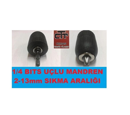 1 \4 Bıts Uçlu Mandren 2-13 MM Sıkma Aralığı