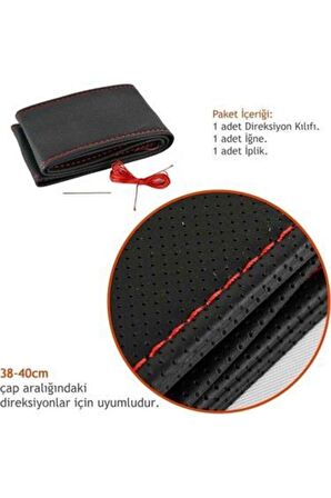 Citreön C Elysee Dikmeli Direksiyon Kılıfı Noktalı Kırmızı Ipli 11cm