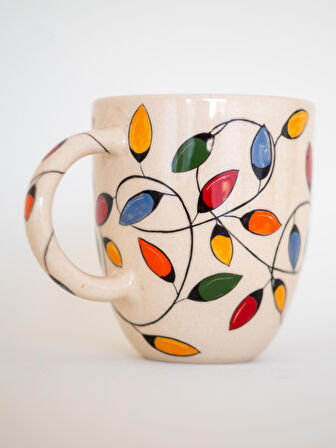 El Yapımı Kahve Bardağı - Renkli Seramik Kupa - Özel Tasarım Mug - Yılbaşı Temalı Bardak