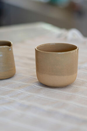Kahve Seti, El Yapımı Stoneware Kahve Bardağı ve Sütlük, Hediyelik Kahve Seti