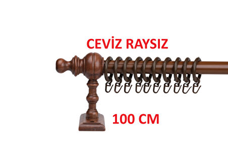 Ceviz Raysız Ahşap Rustik Perde Askısı Rustik Borusu