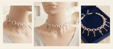 Stilinizde çarpıcı bir kontrast ve masalsı bir dokunuş yaratmak için siyah ve beyaz boncuklu deniz kızı konseptli choker kolye mükemmel bir seçimdir. Klasik inci zarafetini, modern siyah boncukların asilliğiyle birleştiren bu tasarım, göz alıcı detay