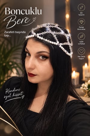 Kristal Boncuktan El yapımı Bere. 