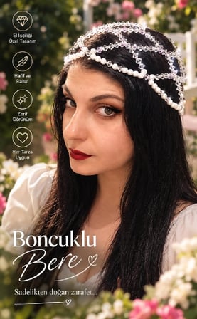 Kristal Boncuktan El yapımı Bere. 