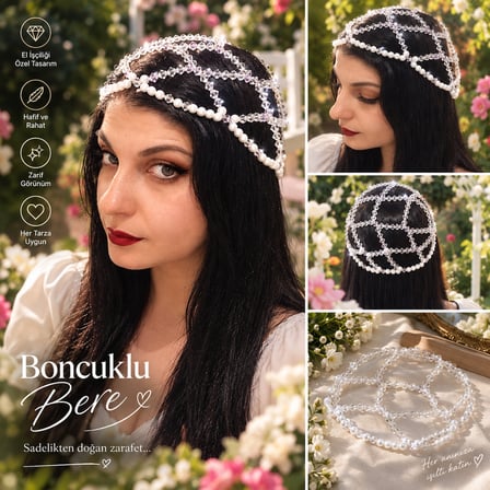 Kristal Boncuktan El yapımı Bere. 