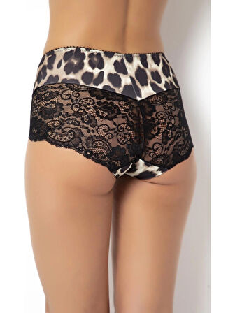 Cezbe G-Box Leopar Desenli Dantel Detaylı Yüksek Bel Kadın Şort Külot 905