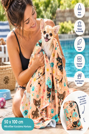 Gökova Home Chihuahua Köpek Kurulama Havlusu Mikrofiber