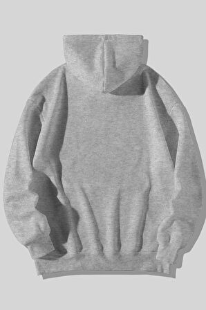 Çiçek Kurukafa Baskılı Unisex Siyah Kanguru Cepli Kapüşonlu Sweatshirt Hoodie | L