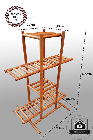 Eskitme 8'li Ahşap Çiçeklik 2 - Katlanır Sağlam Ürün - Çiçek Saksı Standı - Saksılık - Raf Sehpa