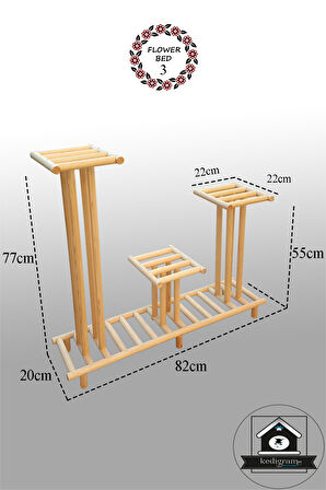 Çiçek Standı 3 - Çiçeklik - Ahşap Antik Dizayn - Raf - Saksılık - Çiçek Sehpası