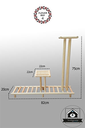 Çiçek Standı 4 - Çiçeklik - Ahşap Antik Dizayn - Raf - Saksılık - Balkon Bahçe Düzenleme