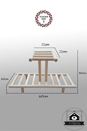 Çiçek Standı 5 - Natural Çiçeklik -saksılık- Çiçek Rafı - Balkon Bahçe Düzenleme