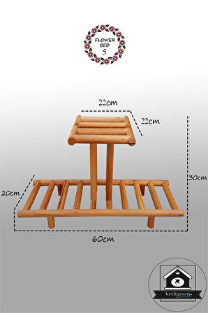 Çiçek Standı 5 - Walnut Çiçeklik -ahşap Saksılık- Çiçek Rafı - Balkon Düzenleme