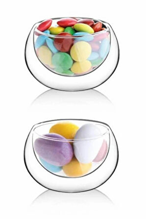 6 Adet Çift Cidarlı Mini Kase Kahve Yanı Lokumluk