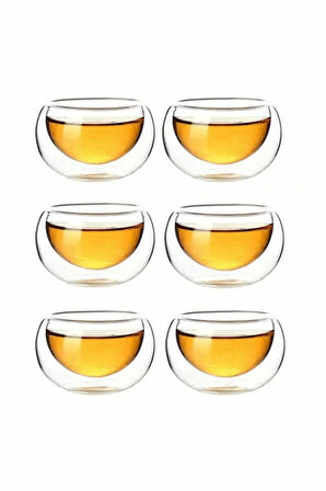 6 Adet Çift Cidarlı Mini Kase Kahve Yanı Lokumluk