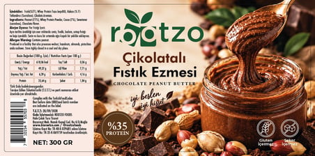 Whey Proteinli Çikolatalı Yer Fıstığı Ezmesi 300 g (Şekersiz, Glutensiz)