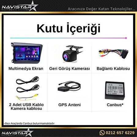 Honda Civic FB7 2+32GB Android 13 Kablosuz Carplay 2012-2015 Navigasyon Multimedya Sistemi 