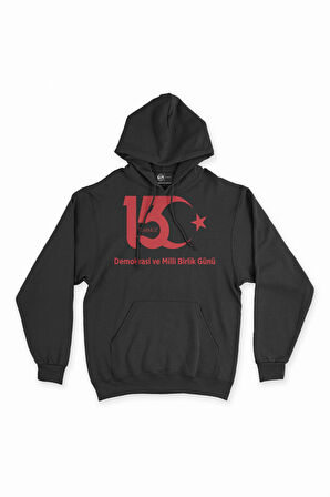 15 Temmuz Baskılı Kapşonlu Sweatshirt Hoodie