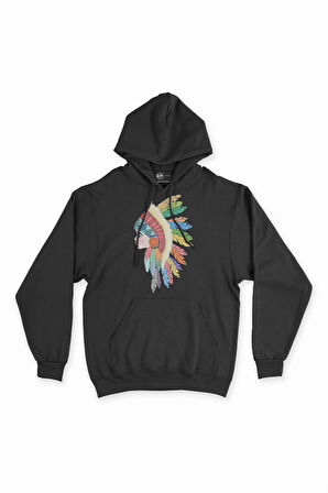 Kızılderili Kapşonlu Sweatshirt Hoodie