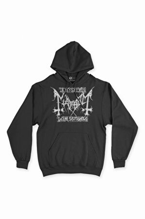 Mayhem Tasarımlı Kapşonlu Sweatshirt Hoodie