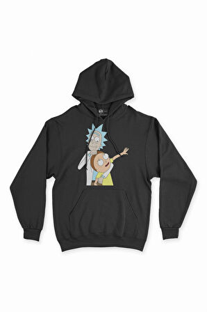 Rick And Morty Tasarımlı Kapşonlu Sweatshirt Hoodie
