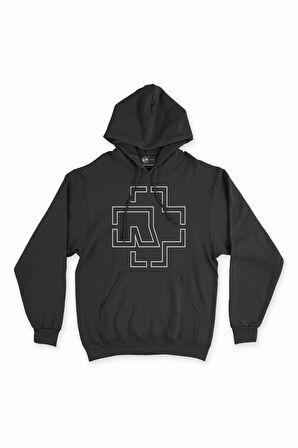 Rammstein Logolu Siyah Kapşonlu Sweatshirt Hoodie