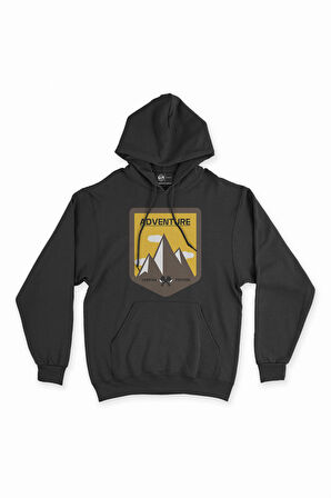 Trekking Adventure Siyah Kapşonlu Sweatshirt Hoodie
