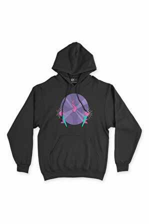 K-Pop Mikrofonlu Siyah Kapşonlu Sweatshirt Hoodie