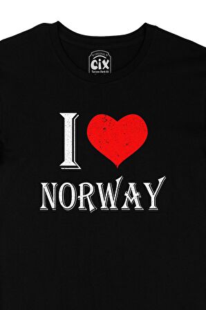 I Love Norveç Siyah Tişört