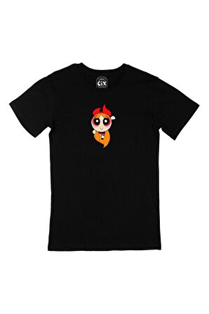 Powerpuff Girls Blossom Siyah Tişört