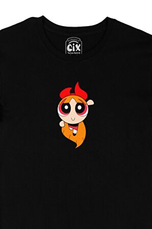 Powerpuff Girls Blossom Siyah Tişört