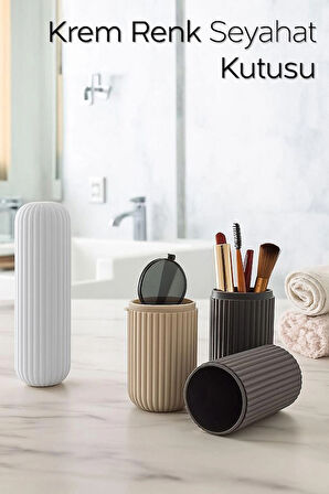 Çizgili Seyahat Kutusu | Makyaj Takı Organizeri Mini Saklama Kutusu Karışık Renk 19 x 6 cm