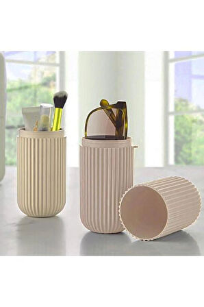 Çizgili Seyahat Kutusu | Makyaj Takı Organizeri Mini Saklama Kutusu Karışık Renk 19 x 6 cm