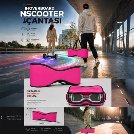 Citymate Orijinal Hoverboard Elektrikli Kaykay Taşıma Çantası Yüksek Kalite Çanta Kılıf 6.5 inch PEMBE