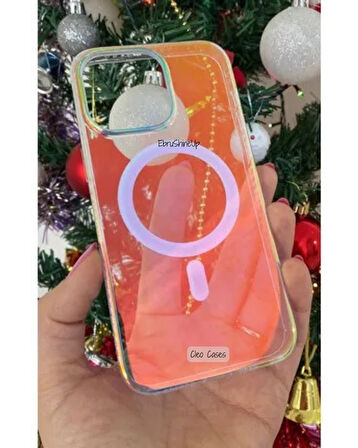 iPhone 15 Pro Max Uyumlu MagSafe Şarj Özellikli Ebruli Her Açıda Renk Değiştiren Parlak Kılıf