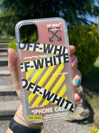 iPhone 11 Uyumlu Hologramlı Silikon Kılıf / Off White