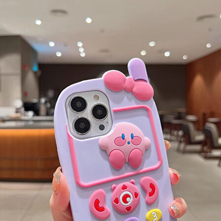 iPhone 14 Pro Max Uyumlu Kirby Detaylı Anime Figürlü Yumuşacık Hamur Kılıf