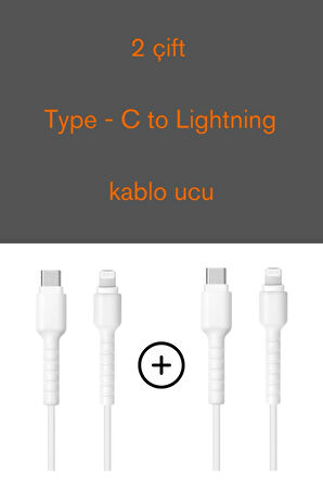 2 Çift Type-C To Lightning Şarj Kablo Ucu Koruyucu