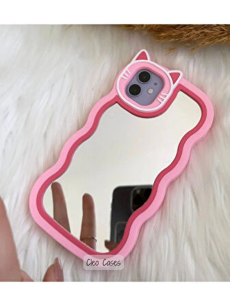 Aynalı Kedi Figürlü iPhone 13/14 Uyumlu Kılıf