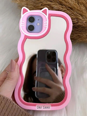 Aynalı Kedi Figürlü iPhone 13/14 Uyumlu Kılıf