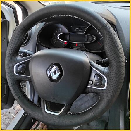 Renault Clio 4 FAZ 2 Araca Özel Direksiyon Kılıfı (GRİ DİKİŞ)