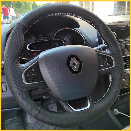 Renault Clio 4 FAZ 2 Araca Özel Direksiyon Kılıfı (GRİ DİKİŞ)